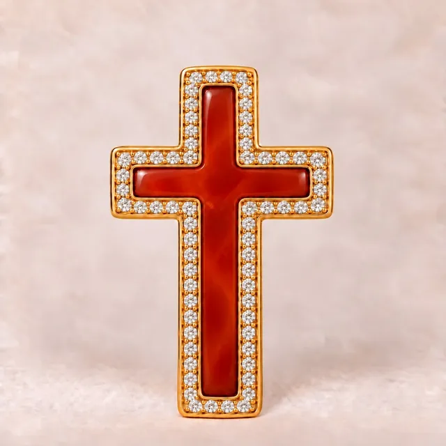 Kreuz Anhänger mit Karneol